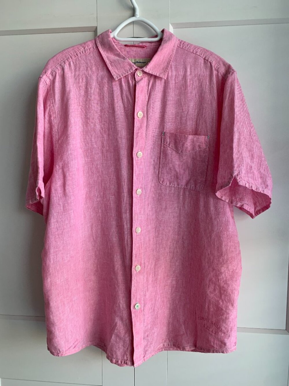 Tommy Bahama 100% Linen Short Sleeve Botton Shirt Men's Size Large